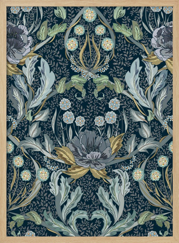 Floral Heritage Morris Mondschein blaues Muster | Poster