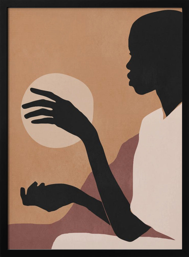 Minimalistische abstrakte Kunst Sonnenuntergang Mädchen | Poster