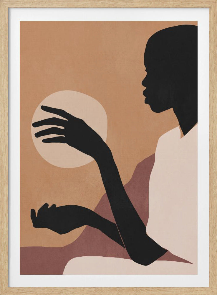Minimalistische abstrakte Kunst Sonnenuntergang Mädchen | Poster