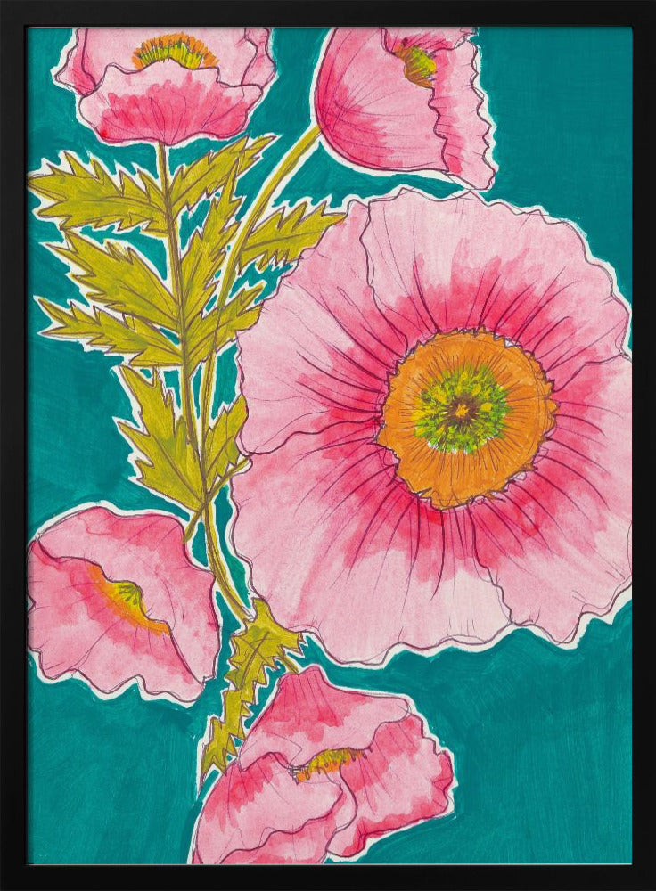 Aquarellblumen in Rosa und Grün von Alyssa Hamilton Art | Poster