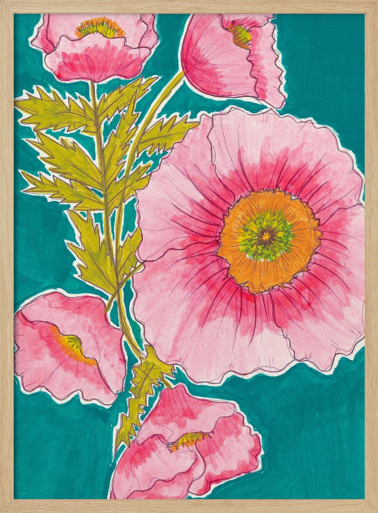 Aquarellblumen in Rosa und Grün von Alyssa Hamilton Art | Poster