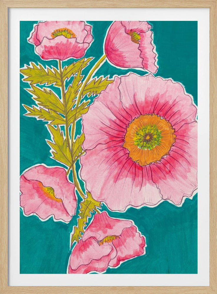 Aquarellblumen in Rosa und Grün von Alyssa Hamilton Art | Poster