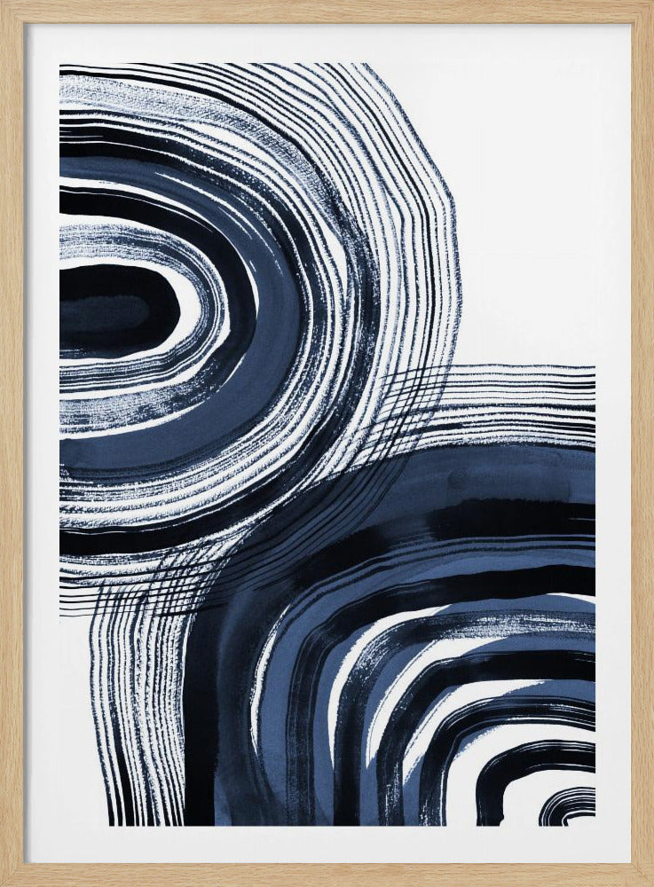Concentric Blue and Black Brushstrokes | Poster
