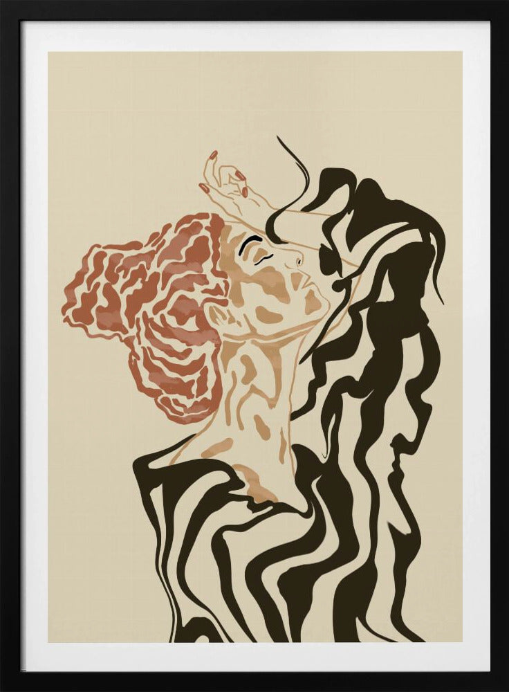 Frau in gestreifter Bluse | Poster