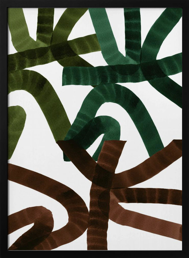 Ineinander verschlungene Linien auf weißem Hintergrund | Poster
