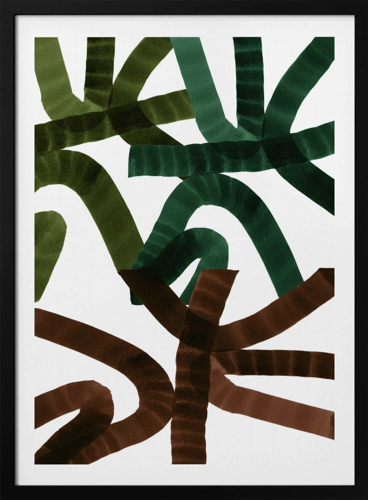 Ineinander verschlungene Linien auf weißem Hintergrund | Poster