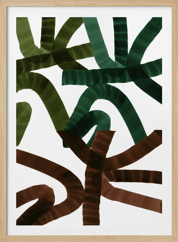 Ineinander verschlungene Linien auf weißem Hintergrund | Poster