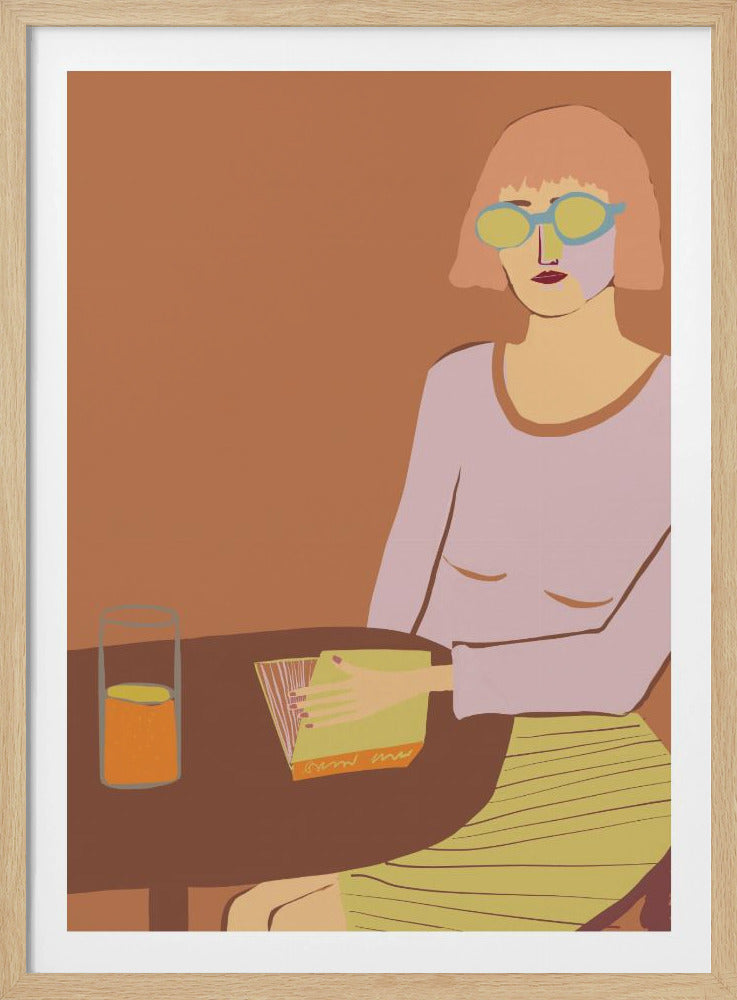 Dame liest mit Getränk | Poster