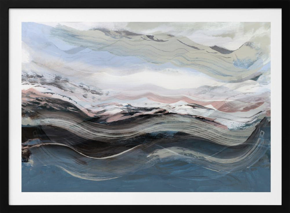 Abstrakte Landschaft Wellen Blau | Poster