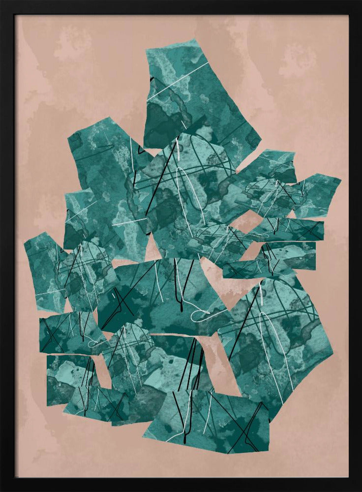 Grüne geometrische Formen mit strukturierten Mustern | Poster