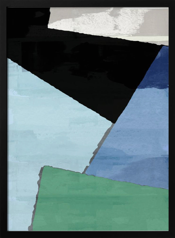 Abstract Blocks in Blue, Green and Black | Poster