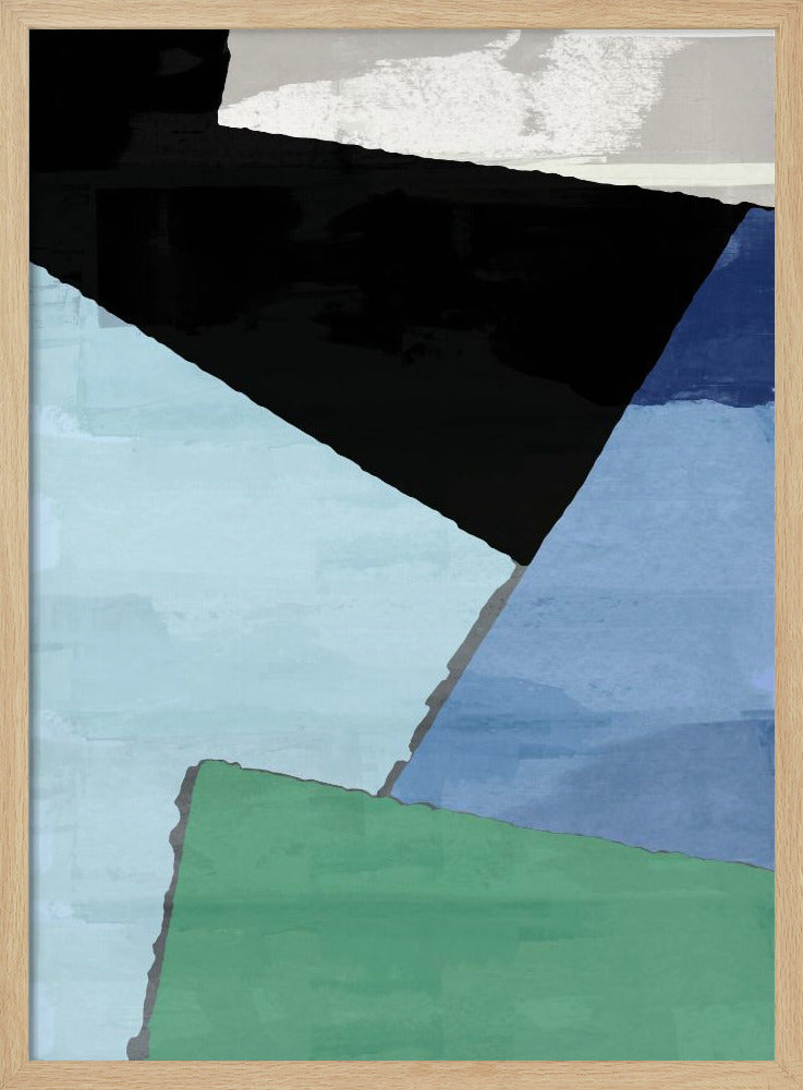 Abstrakte Blöcke in Blau, Grün und Schwarz | Poster