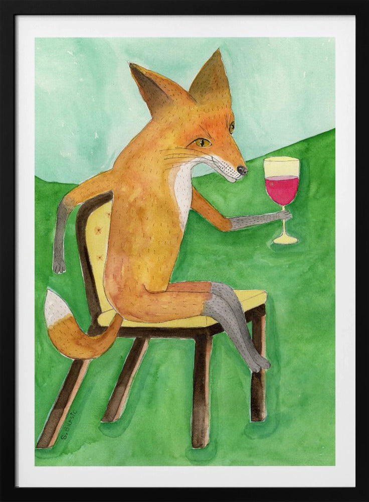 Herr Fuchs trinkt Rotwein | Poster