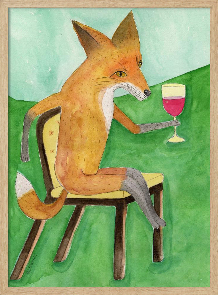 Herr Fuchs trinkt Rotwein | Poster