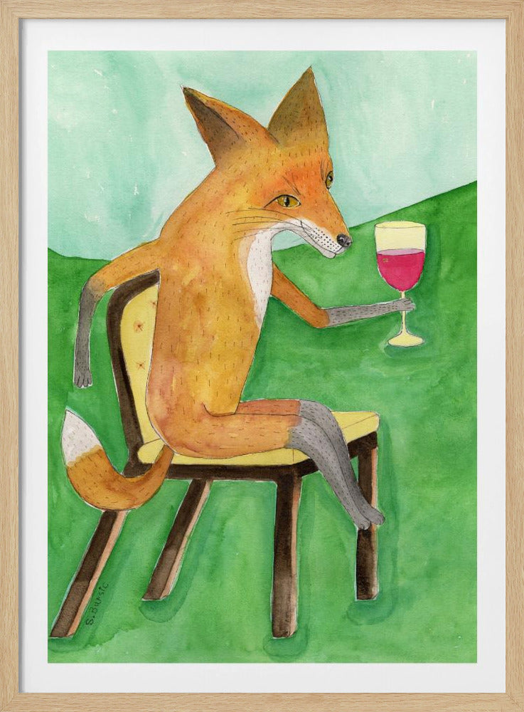 Herr Fuchs trinkt Rotwein | Poster