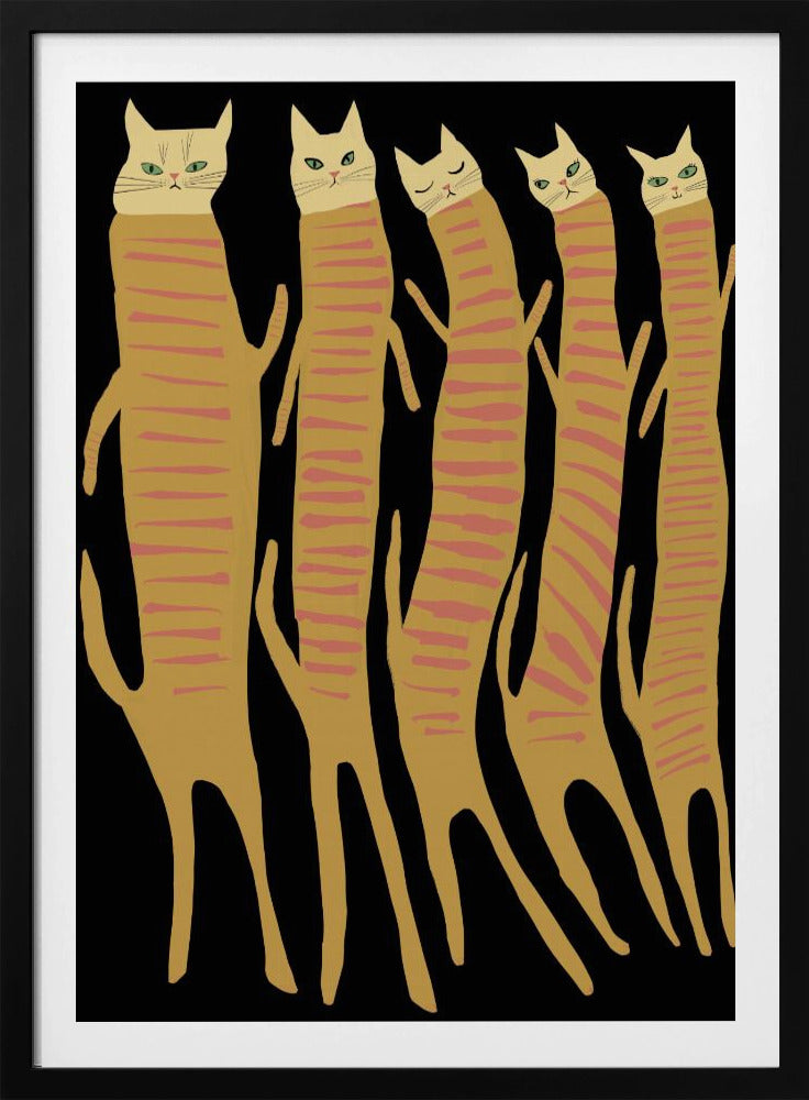 Fünf lange Katzen | Poster