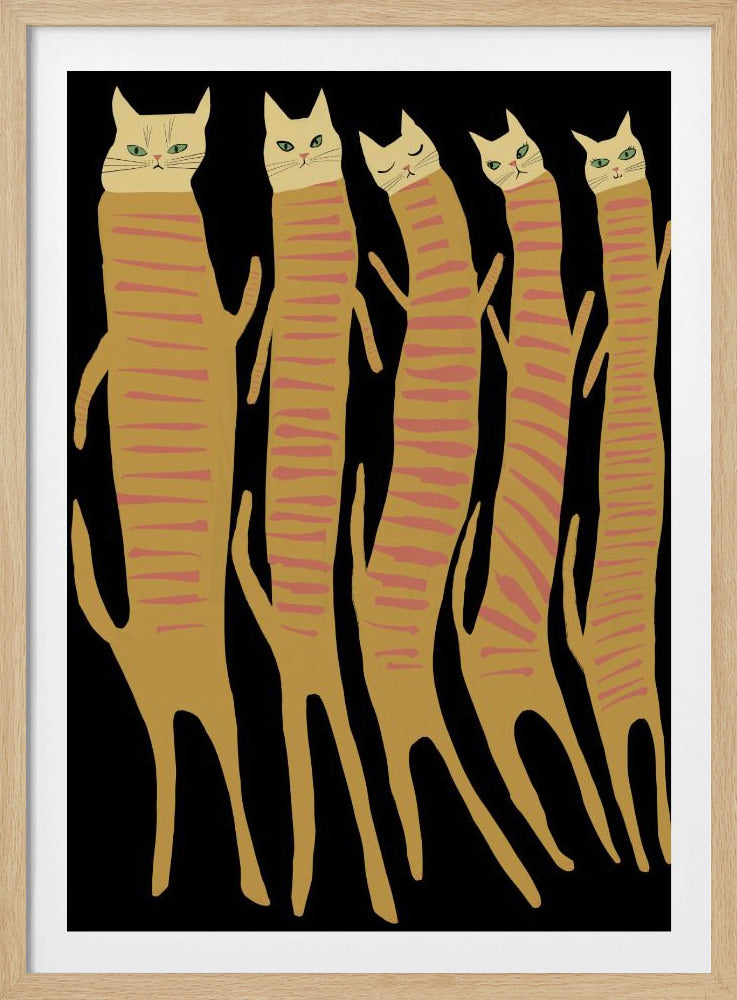 Fünf lange Katzen | Poster