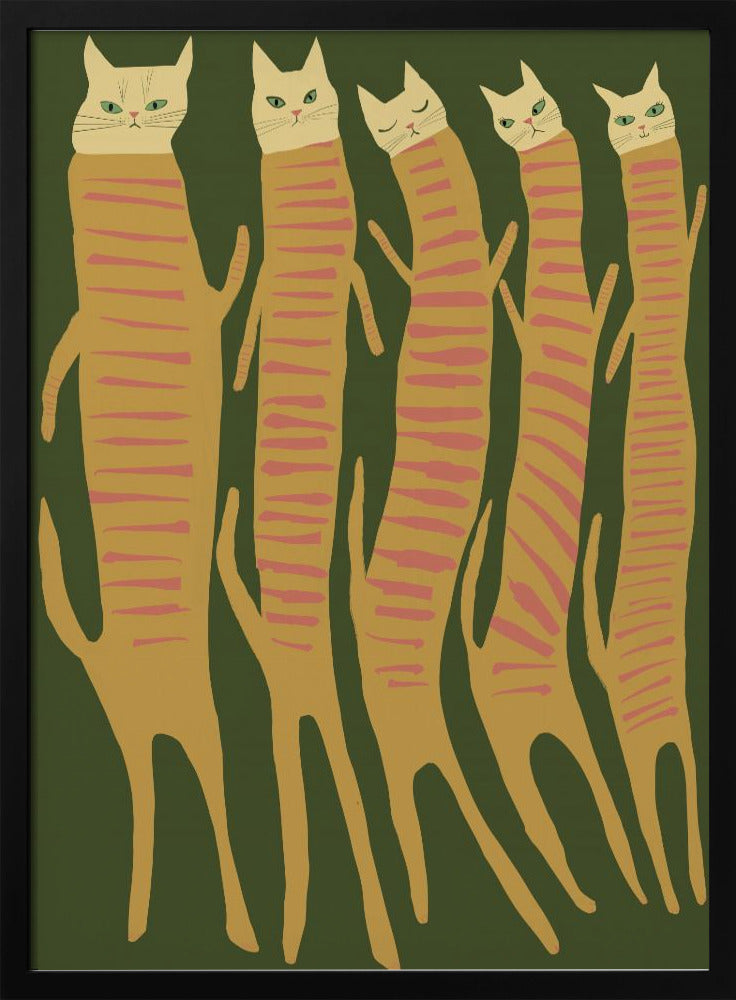 Fünf lange Katzen | Poster