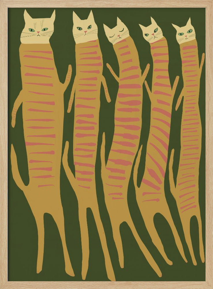 Fünf lange Katzen | Poster