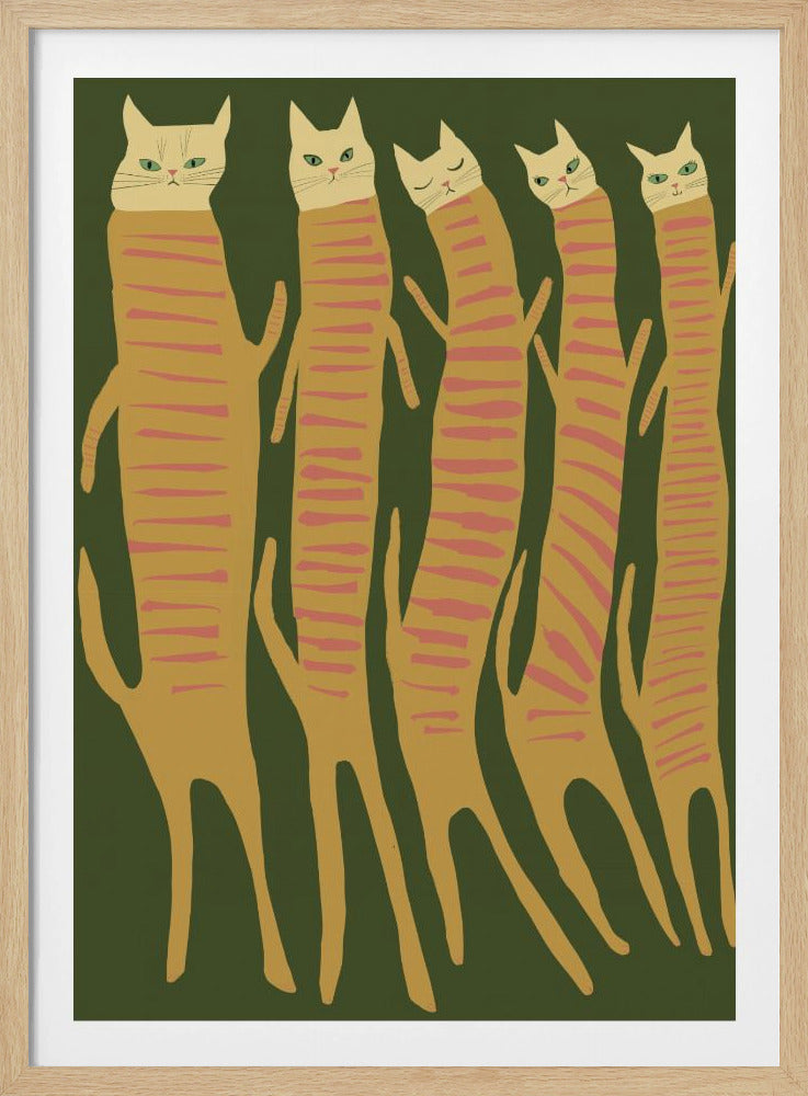 Fünf lange Katzen | Poster