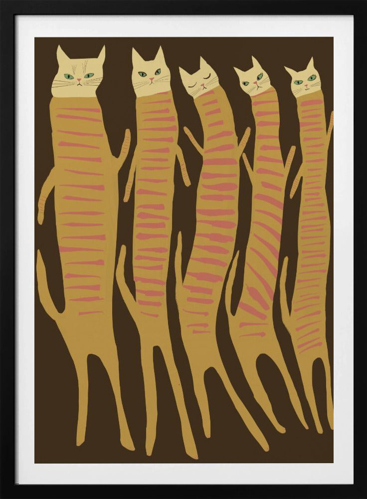Fünf lange Katzen | Poster