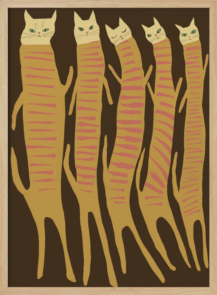Fünf lange Katzen | Poster