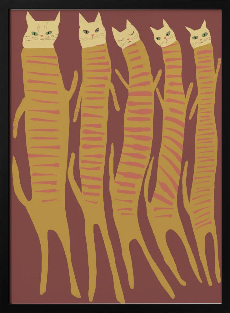 Fünf lange Katzen | Poster