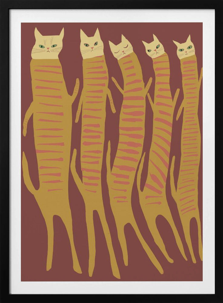 Fünf lange Katzen | Poster