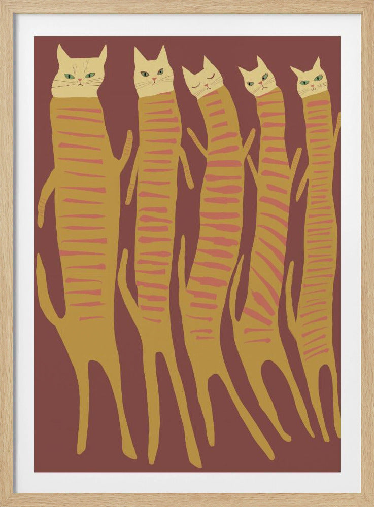 Fünf lange Katzen | Poster