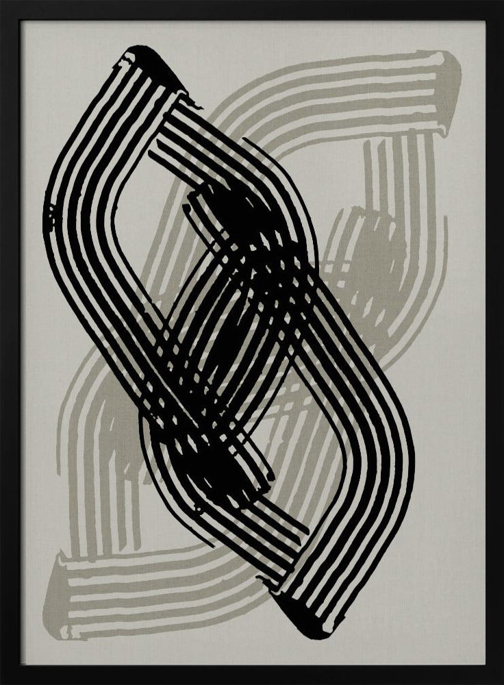Abstrakte Kurven in Schwarz und Grau | Poster