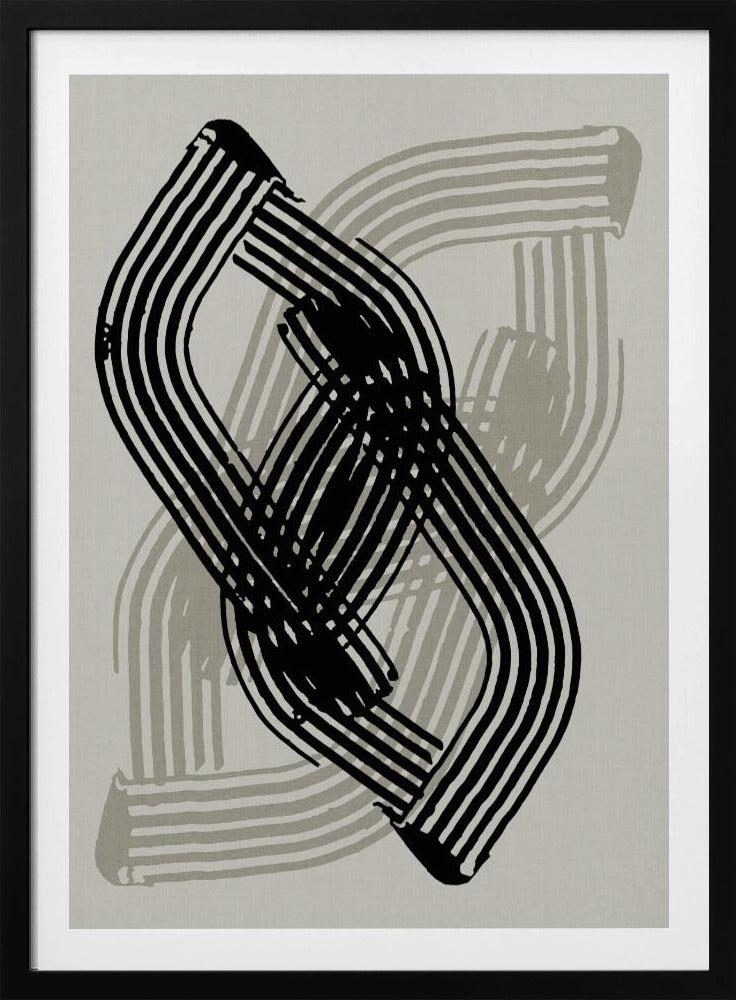 Abstrakte Kurven in Schwarz und Grau | Poster