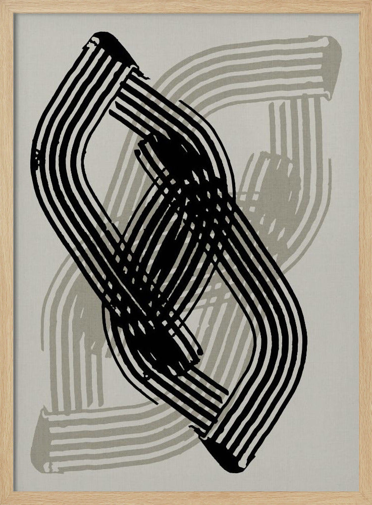 Abstrakte Kurven in Schwarz und Grau | Poster