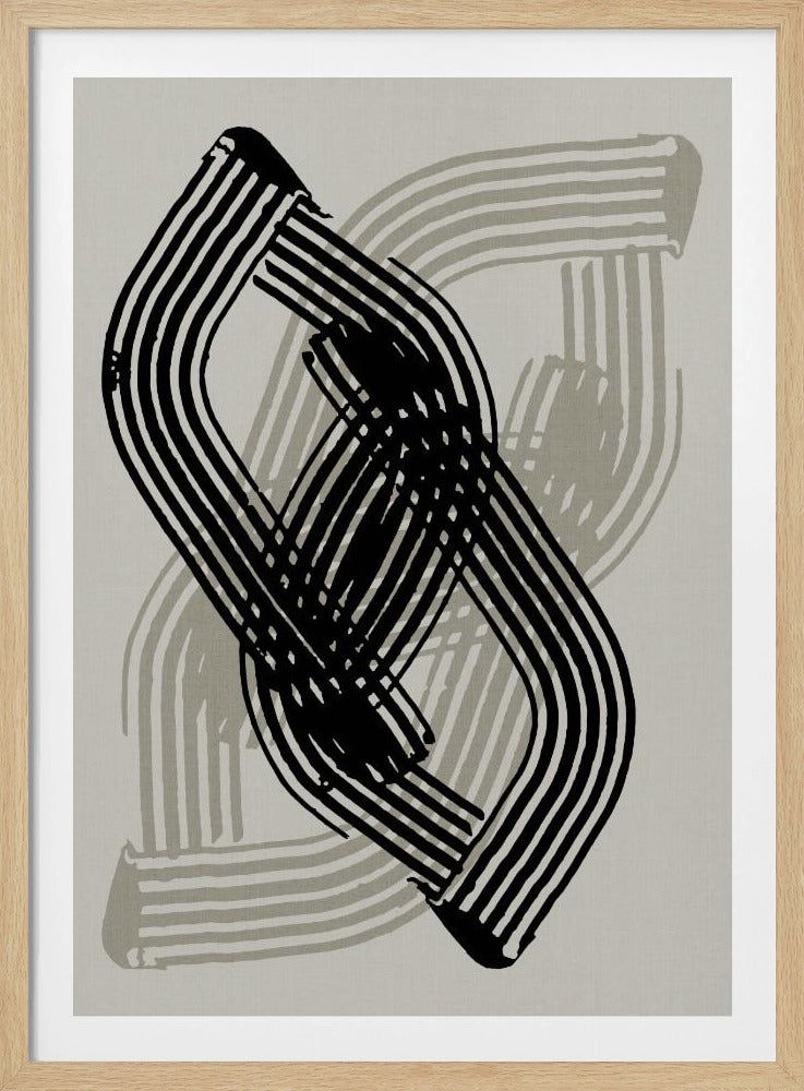 Abstrakte Kurven in Schwarz und Grau | Poster