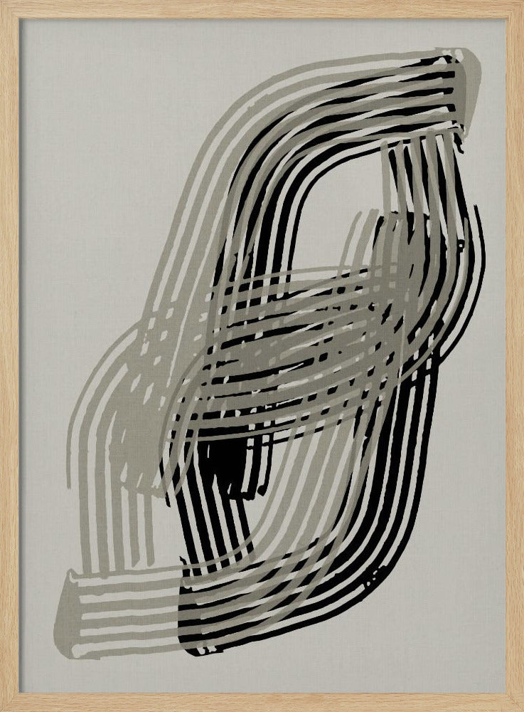 Abstrakte Kurven in Grau und Schwarz | Poster
