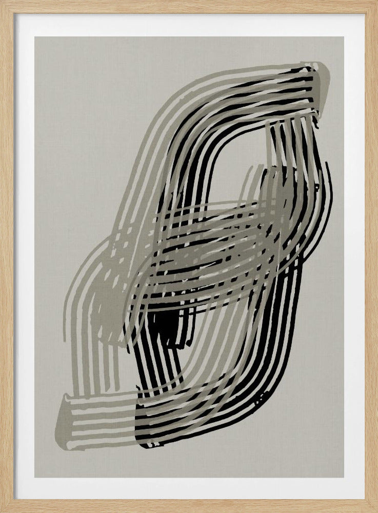 Abstrakte Kurven in Grau und Schwarz | Poster