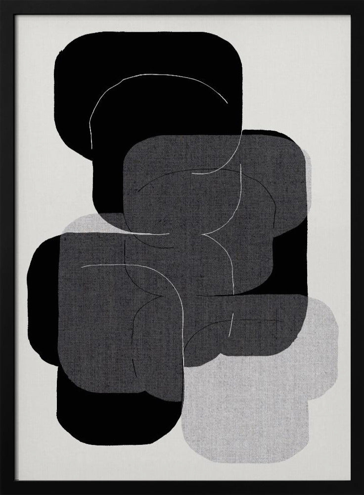 Abstrakte Formen in Schwarz, Grau und Weiß | Poster