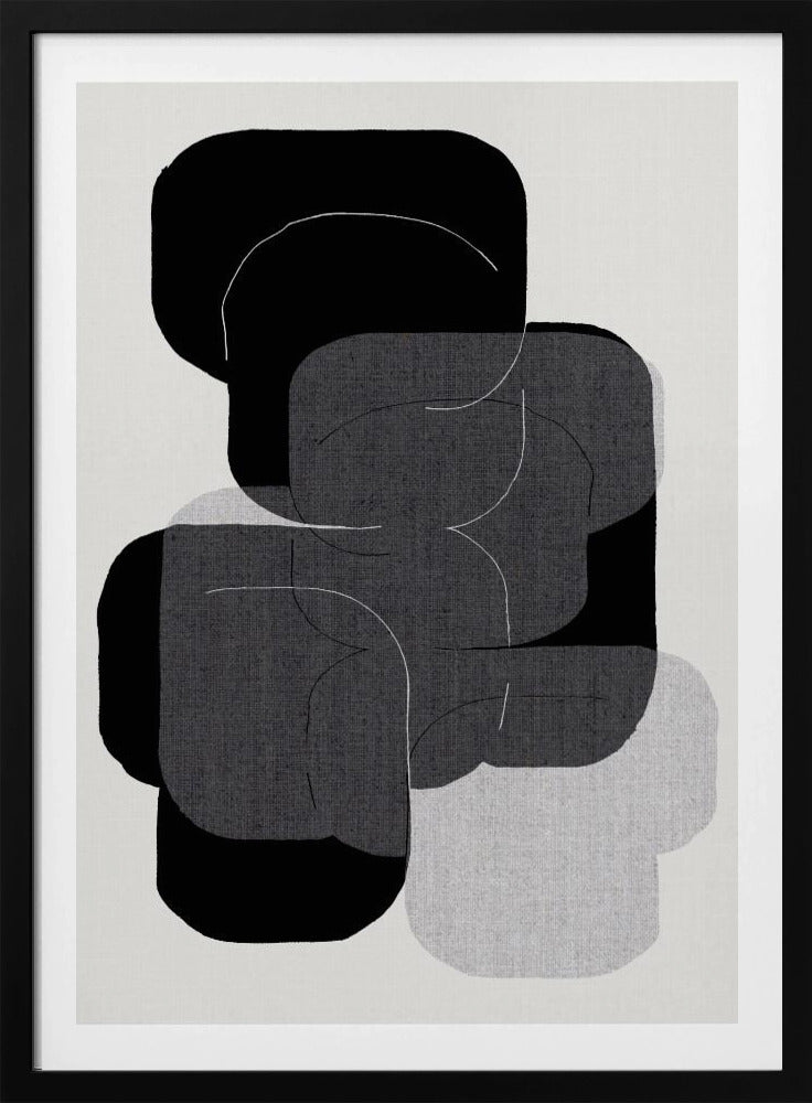 Abstrakte Formen in Schwarz, Grau und Weiß | Poster