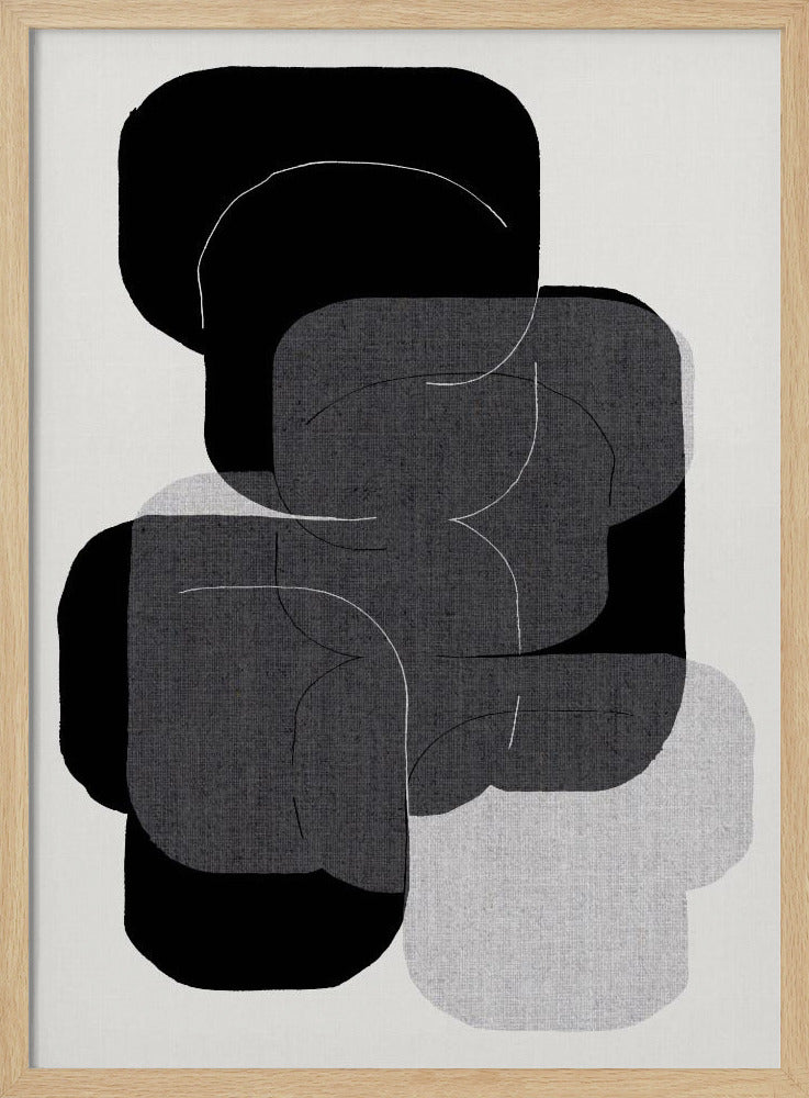Abstrakte Formen in Schwarz, Grau und Weiß | Poster
