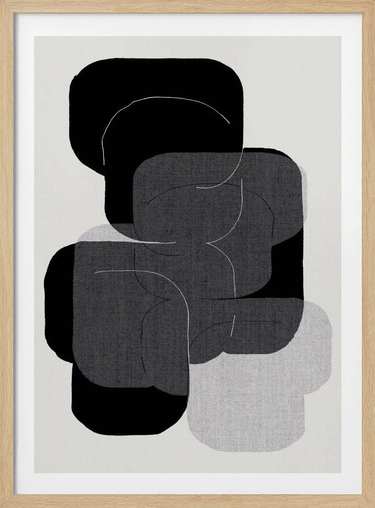 Abstrakte Formen in Schwarz, Grau und Weiß | Poster