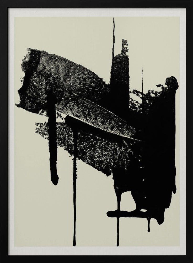 Abstrakte Pinselstriche in Schwarz und Creme | Poster
