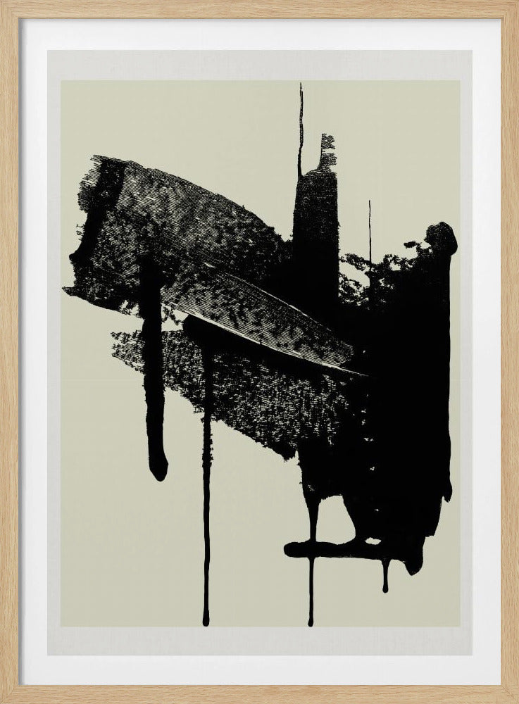 Abstrakte Pinselstriche in Schwarz und Creme | Poster