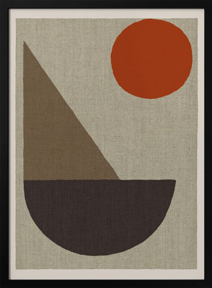 Abstract Shapes in Earth Tones with Red Circle | Poster