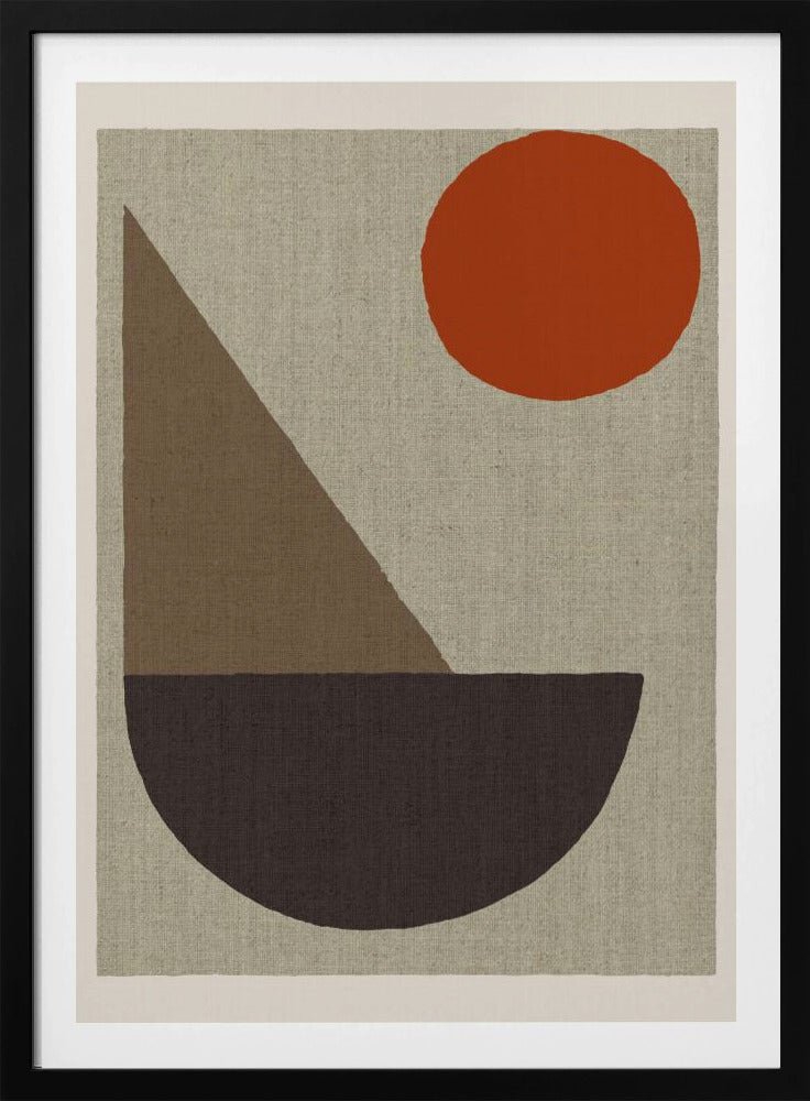 Abstract Shapes in Earth Tones with Red Circle | Poster