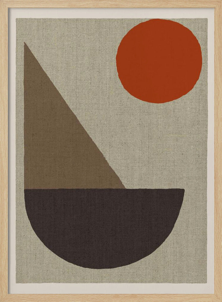 Abstract Shapes in Earth Tones with Red Circle | Poster