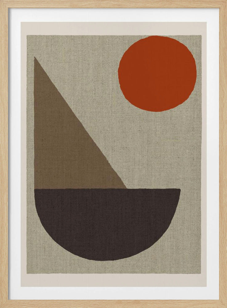 Abstract Shapes in Earth Tones with Red Circle | Poster