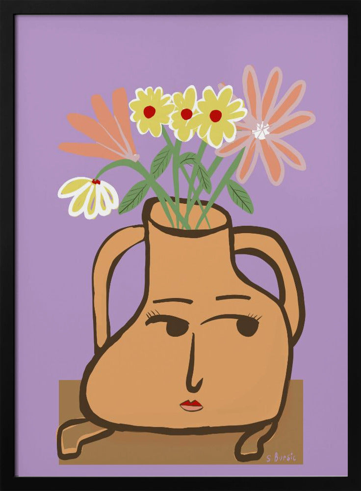 Dame in Vase mit Blumen | Poster