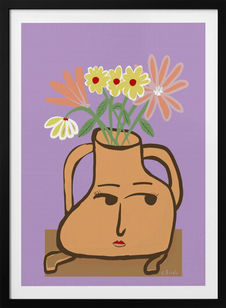 Dame in Vase mit Blumen | Poster