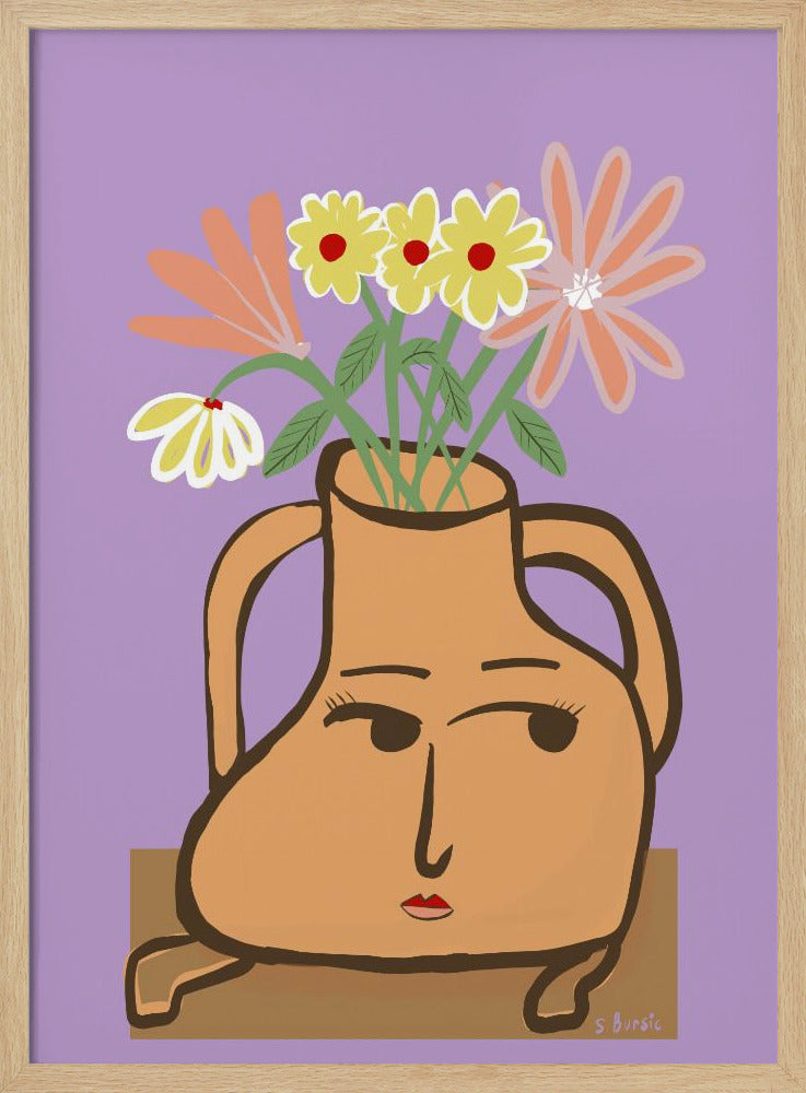 Dame in Vase mit Blumen | Poster