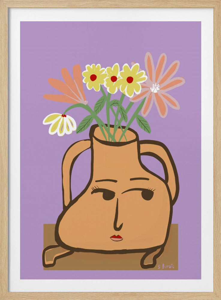 Dame in Vase mit Blumen | Poster