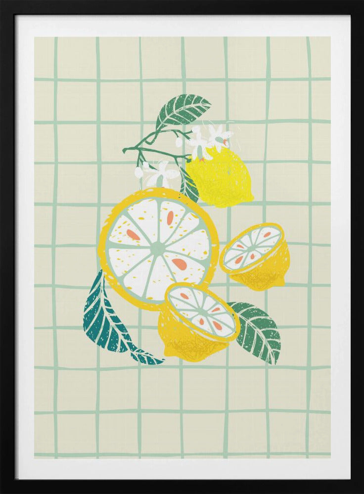 Zitronenscheibe mit Blättern | Poster